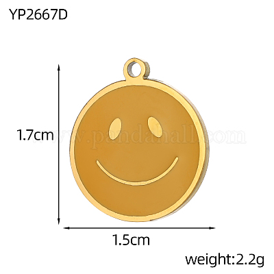 Подвески с улыбающимся лицом из нержавеющей стали 304 с эмалью STAS-OY004-17G-1