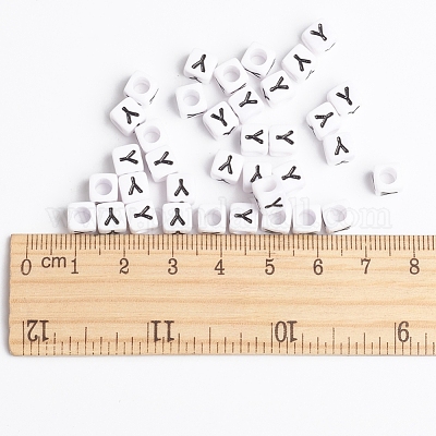 Белые акриловые бусины с горизонтальными отверстиями X-PL37C9308-Y-1