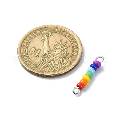 Подвески-соединители из стеклянных семян чакры с бисером PALLOY-JF02530-01-1