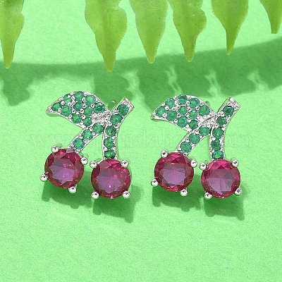 Латунные микро проложить серьги стержня кубического циркония EJEW-Q015-05P-1