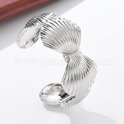 Латунные браслеты с открытыми манжетами для женщин BJEW-M091-02P-1