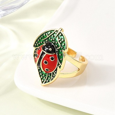 Латунные эмалевые регулируемые открытые манжеты для женщин RJEW-I111-01G-05-1