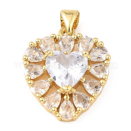 Подвески из настоящего 18-каратного золота с латунным покрытием из кубического циркония с микропаве ZIRC-L100-142G-01-1