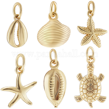 24шт 6 стиля латунные подвески KK-BBC0014-37-1