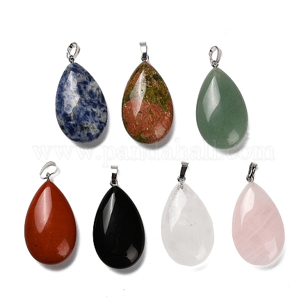 Подвески-капли из натуральной красной яшмы G-Z088-05P-1