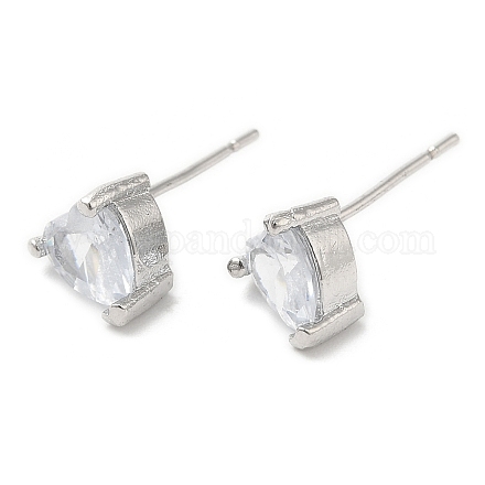 Серьги-гвоздики в форме сердца с кристаллами и стразами EJEW-D059-01P-1