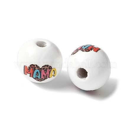 Тема дня матери печатные деревянные европейские бусины WOOD-F016-03-1