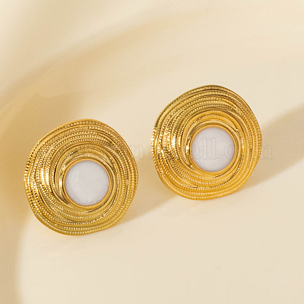 Плоские круглые серьги-гвоздики из нержавеющей стали 304 DV1097-2-1