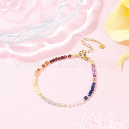 Браслеты из бисера из натуральных смешанных драгоценных камней чакра для женщин BJEW-JB11631-02-1