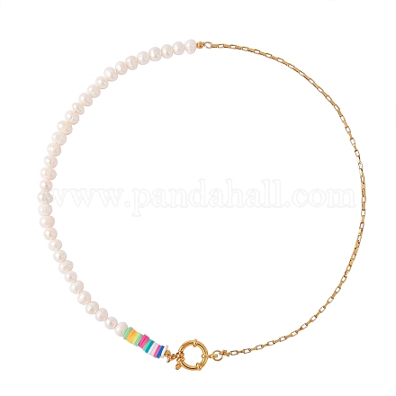 Винтажное ожерелье из бисера из натурального жемчуга для девочек и женщин NJEW-SW00002-03-1