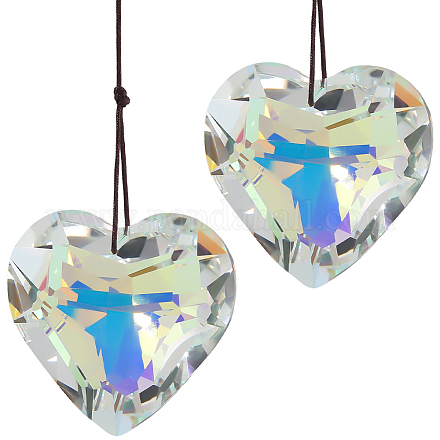 2 шт. стеклянная подвеска в форме сердца HJEW-SP0001-22B-1