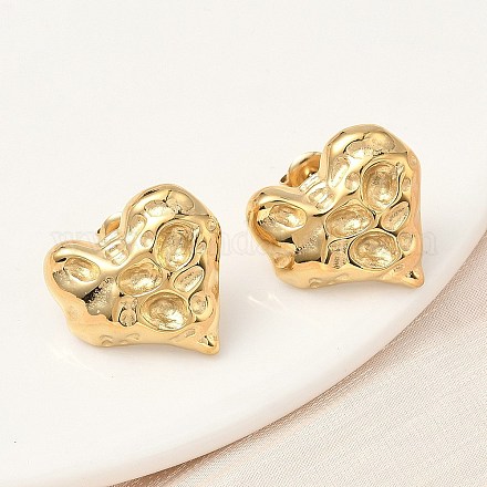 Серьги-гвоздики в форме сердца из нержавеющей стали 304 EJEW-K268-62G-1