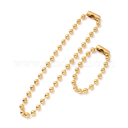 Комплект из ожерелья и браслета из шариковой цепи из нержавеющей стали 304 с вакуумным покрытием PVD STAS-D181-01G-01A-1