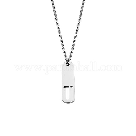 Прямоугольные ожерелья из нержавеющей стали 304 с вырезанными лазером инициалами FS-WG71FEF-24-1