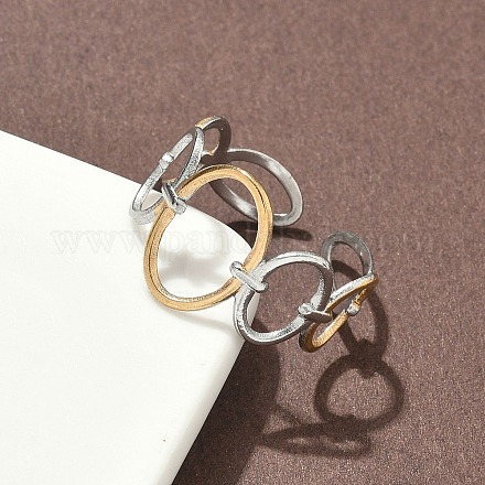 Двухцветные манжетные кольца из нержавеющей стали 304 RJEW-S635-01GP-G-1