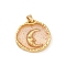 Transparent Epoxy Resin Brass Pendants, Golden, with Glitter Powder, Moon, 18.5x19.5x3.5mm, Hole: 4x2.5mm