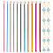 1 Set Aluminum Tunisian Crochet Hooks, with 1 Set Alloy Enamel Number Locking Stitch Marker, Mixed Color, 36~270x2~8mm