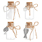 4Pcs 4 Styles Clear Glass Tube Wishing Bottles, with Tibetan Style Alloy Heart Dog Paw Print Wing Pendants and Cork Stopper, for Pet Bone Ash, Antique Silver, 4.1cm, 1pc/style
