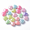Opaque Acrylic Beads, AB Color Plated, Heart, Mixed Color, 11x10x5mm, Hole: 2mm, about 1380pcs/500g