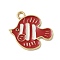 Ocean Theme Alloy Enamel Pendants, Fish Charm, Golden, FireBrick, 19.5x16.5x1.5mm, Hole: 2mm