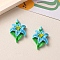 Opaque Resin Cabochons, Flower, Light Sky Blue, 35x24mm