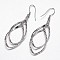 Tarnish Resistant 304 Stainless Steel Dangle Earrings, Hypoallergenic Earrings, Teardrop, Stainless Steel Color, 63mm, Pin: 0.7mm