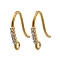 304 Stainless Steel Rhinestone Earring Hooks, DIY Earring Accessories, Real 18K Gold Plated, 14.5x13x1.5mm, Hole: 1.6mm