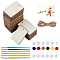 DIY Wood Craft Kits, with Blank Wood Pendants, Hemp Rope, Plastic Empty Paint Box and Art Brushes Pen Sets, Mixed Color