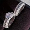 2Pcs Alloy with Crystal Rhinestone Finger Rings for Couple, Round, Platinum, US Size 9(18.9mm)