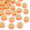 Handmade Polymer Clay Beads, Flower with Smiling Face, Sandy Brown, 9~10x8~9x4~5mm, Hole: 1.4~1.6mm