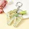 Resin & Acrylic Keychain, with Faux Suede Tassel Pendant & Alloy Findings, Letter W, 9.5cm