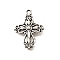 Tibetan Style Alloy Pendants, Cadmium Free & Lead Free, Cross Charms, Antique Silver, 28x20.5x4.5mm, Hole: 1.8mm, about 374pcs/1000g