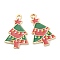 Alloy Enamel Pendants, for Christmas, Light Gold Plated, Christmas Tree, Red, 26.5x16x1mm, Hole: 1mm
