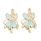 Rack Plating Alloy Enamel Pendants, Golden, Angel Fairy Charms, Light Sky Blue, 30x19x1.5mm, Hole: 1.8mm.