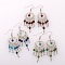 Trendy Dangling Gemstone Earrings, with Alloy Findings and Brass Earrings Hooks, Antique Silver, Mixed Stone, 70mm, Pin: 0.6mm