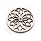 Tarnish Resistant Flat Round with Flower 304 Stainless Steel Beads, Stainless Steel Color, 35mm, Hole: 2mm