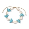 Natural Mixed Cowrie Shell with Synthetic Turquoise Beaded Anklets, Dolphin, Inner Diameter: 2-1/8~~3-7/8 inch(5.45~9.85cm)