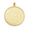 Brass with Cubic Zirconia Pendants, Long-Lasting Plated, Lead Free & Cadmium Free, Flat Round, Real 18K Gold Plated, 38x34.5x2mm, Hole: 4x3.5mm