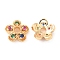 Brass & Cubic Zirconia Bead Caps, Cadmium Free & Nickel Free & Lead Free, Flower, Real 18K Gold Plated, 7.5x8x3mm, Hole: 1.8mm