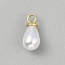 ABS Plastic Imitation Pearl Pendants, Teardrop Charm, with Iron Loop, Golden, 10x4.5mm, Hole: 1.6mm