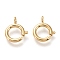 Brass Spring Ring Clasps, Long-Lasting Plated, Real 18K Gold Plated, 16.5x13.5x2~4.5mm, Hole: 2.4mm