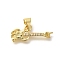 Rack Plating Brass with Cubic Zirconia Pendants, with Shell, Long-Lasting Plated, Lead Free & Cadmium Free, Real 18K Gold Plated Charms, Guitar, 8x20.5x2.5mm, Hole: 4x3.5mm