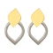 304 Stainless Steel Teardrop Stud Earrings, Golden & Stainless Steel Color, 21x13.5mm