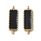 304 Stainless Steel Enamel Connector Charms, Golden, Rectangle Links, Black, 15x5x2mm, Hole: 1mm