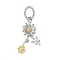 925 Sterling Silver Pave Clear Cubic Zirconia Flower Pendants, Platinum & Golden, April Daisy, 22.5x9.5x3mm, Hole: 5.5mm