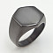 304 Stainless Steel Finger Rings, Hexagon, Black, US Size 11(20.6mm)