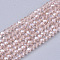 Electroplate Glass Beads Strands, Pearl Luster Plated, Faceted, Rondelle, Pink, 2.5~3x2~2.5mm, Hole: 0.6mm, about 140~145pcs/strand, 13.77~14.56 inch(35~37cm)