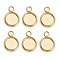 304 Stainless Steel Pendant Cabochon Settings, Plain Edge Bezel Cups, Flat Round, Real 18K Gold Plated, Tray: 6mm, 10x8x1.5mm, Hole: 1.5mm