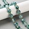 Dyed Natural White Jade Beads Strands, Faceted, Oval, with Seed Beads, Cadet Blue, 10~10.5x9mm, Hole: 1.2mm, about 31~32pcs/strand, 15.31~15.75''(38.9~40cm)