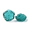 Handmade Lampwork Flower Beads, Rose, Teal, 18x18x9.5mm, Hole: 1~1.6mm